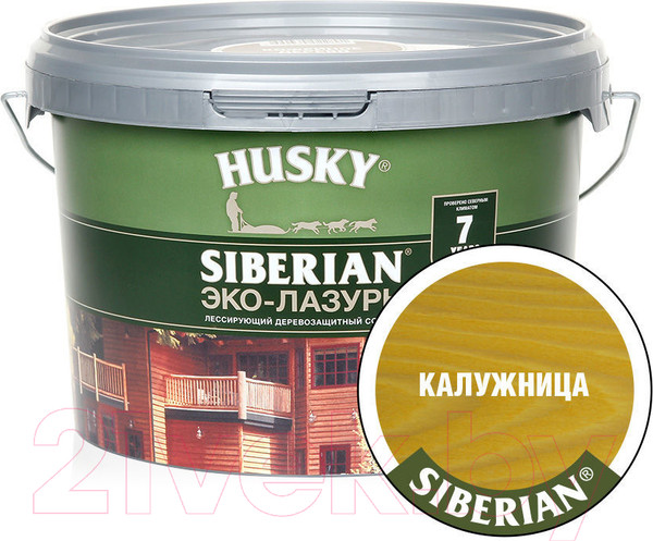 Изображение товара Лазурь для древесины Husky Siberian Эко-Лазурь Полуматовая (2.5л, калужница/сосна)