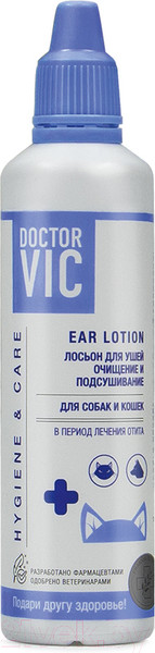 Изображение товара Средство для ухода за ушами животных Doctor VIC для собак и кошек (60мл)