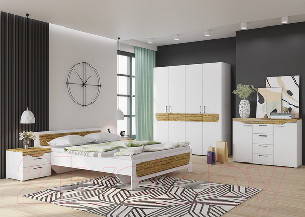 Изображение товара Каркас кровати Горизонт Мебель Милана (белый/сосна гранд)