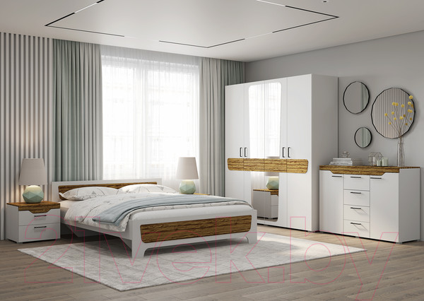 Изображение товара Каркас кровати Горизонт Мебель Милана (белый/сосна гранд)