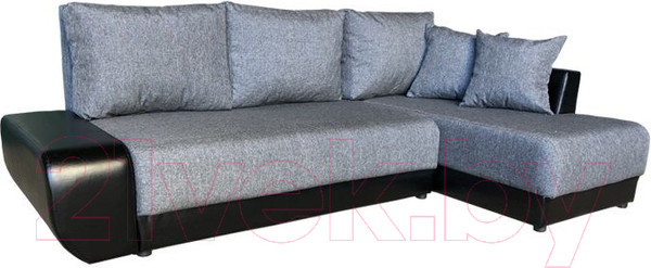 Изображение товара Диван угловой Асмана Олимп-1 левый (кватро 02/кожзам черный)