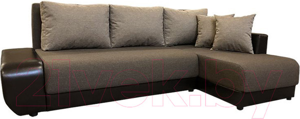 Изображение товара Диван угловой Асмана Олимп-1 левый (кватро 4-14/кожзам коричневый)