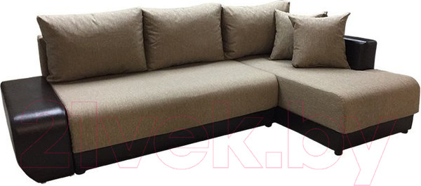 Изображение товара Диван угловой Асмана Олимп-1 левый (кватро 4/кожзам коричневый)