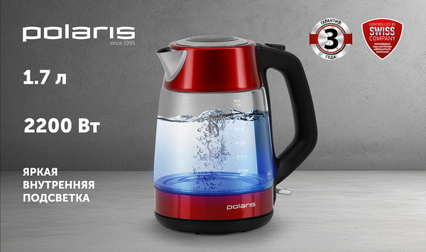 Изображение товара Электрочайник Polaris PWK 1760CGL (красный)