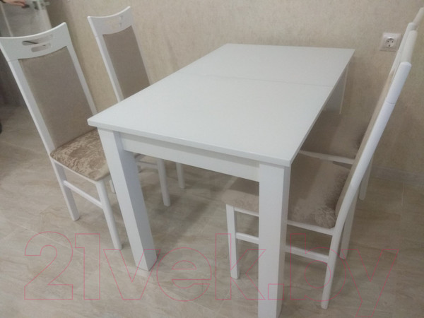Изображение товара Обеденный стол Васанти Плюс 120/160x80М (белый матовый/белый)