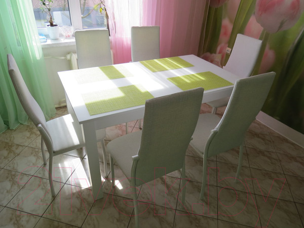 Изображение товара Обеденный стол Васанти Плюс 120/160x80М (белый матовый/белый)