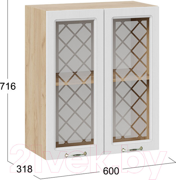 Изображение товара Шкаф навесной для кухни ТриЯ Бьянка 1В6С (дуб крафт золотой/дуб белый)