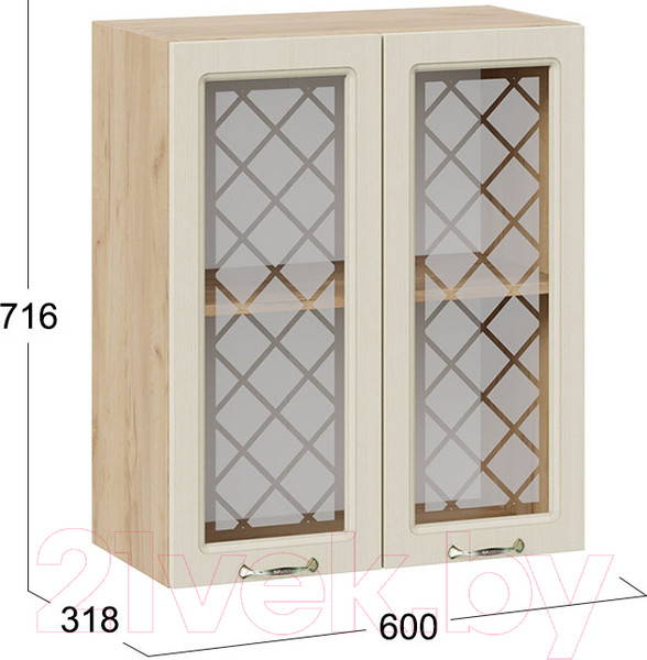 Изображение товара Шкаф навесной для кухни ТриЯ Бьянка 1В6С (дуб крафт золотой/дуб ваниль)