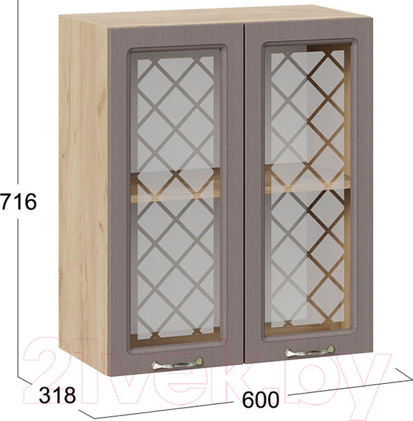 Изображение товара Шкаф навесной для кухни ТриЯ Бьянка 1В6С (дуб крафт золотой/дуб серый)