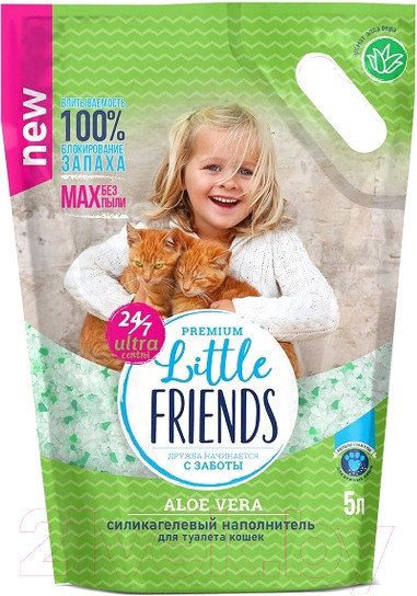 Изображение товара Наполнитель для туалета Little Friends Aloe Vera силикагелевый (5л/2кг)