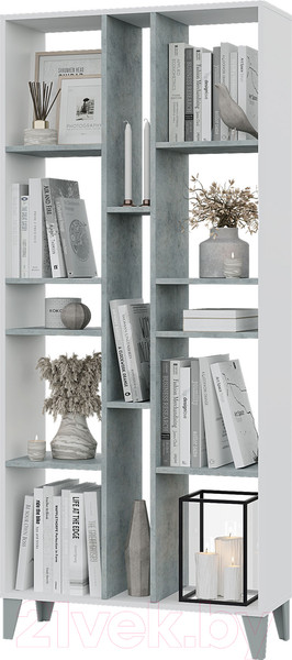 Изображение товара Стеллаж Горизонт Мебель Asti / 12АСББ (белый/бетон)