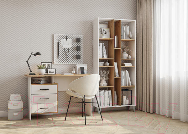 Изображение товара Стеллаж Горизонт Мебель Asti / 12АСБЗ (белый/золотой)