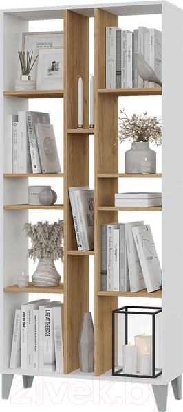 Изображение товара Стеллаж Горизонт Мебель Asti / 12АСБЗ (белый/золотой)