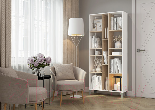 Изображение товара Стеллаж Горизонт Мебель Asti / 12АСБС (белый/сонома)