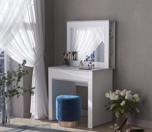 Изображение товара Туалетный столик Интерлиния Quartz QZ-СТ1 (белый платинум/бетон)