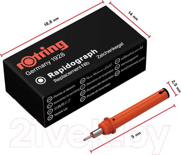 Изображение товара Пишущий элемент для рапидографа Rotring S0219890 (1.0мм)