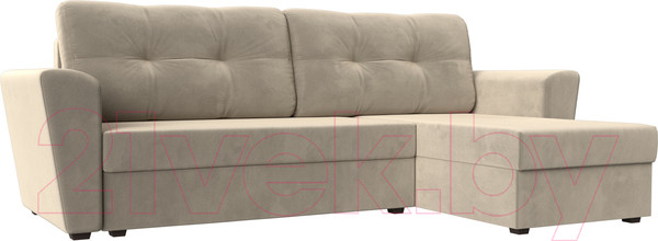 Изображение товара Диван угловой Лига Диванов Амстердам Лайт правый (микровельвет бежевый)