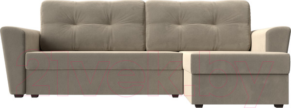 Изображение товара Диван угловой Лига Диванов Амстердам Лайт правый (микровельвет бежевый)