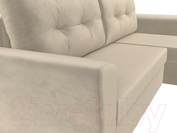 Изображение товара Диван угловой Лига Диванов Амстердам Лайт правый (микровельвет бежевый)