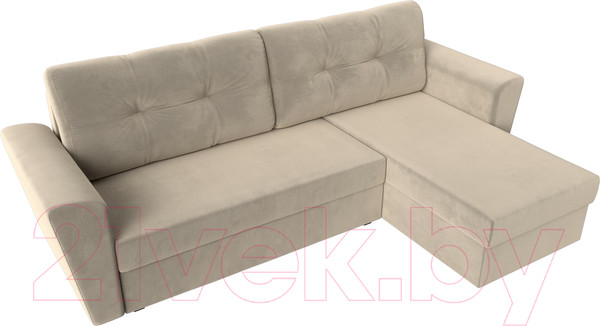 Изображение товара Диван угловой Лига Диванов Амстердам Лайт правый (микровельвет бежевый)