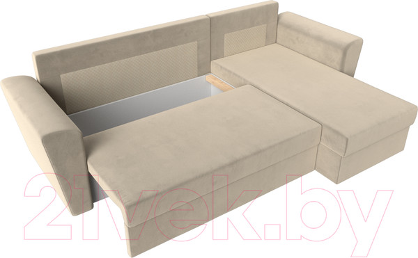 Изображение товара Диван угловой Лига Диванов Амстердам Лайт правый (микровельвет бежевый)