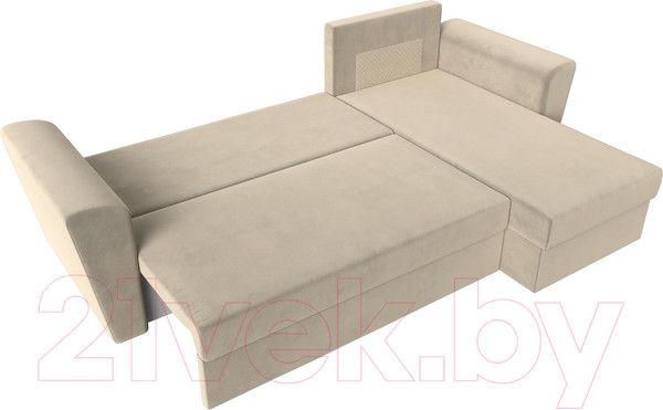 Изображение товара Диван угловой Лига Диванов Амстердам Лайт правый (микровельвет бежевый)