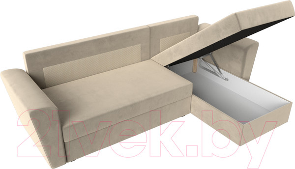 Изображение товара Диван угловой Лига Диванов Амстердам Лайт правый (микровельвет бежевый)