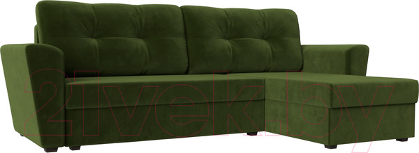 Изображение товара Диван угловой Лига Диванов Амстердам Лайт правый (микровельвет зеленый)