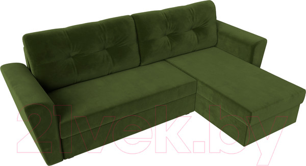 Изображение товара Диван угловой Лига Диванов Амстердам Лайт правый (микровельвет зеленый)