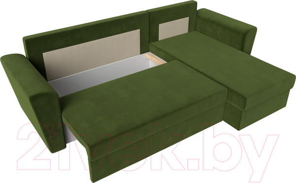 Изображение товара Диван угловой Лига Диванов Амстердам Лайт правый (микровельвет зеленый)