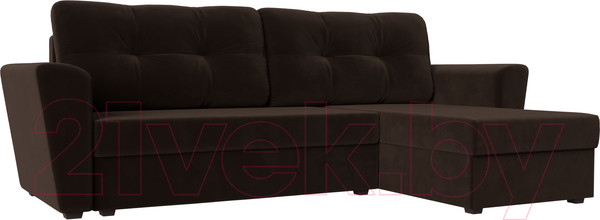 Изображение товара Диван угловой Лига Диванов Амстердам Лайт правый (микровельвет коричневый)