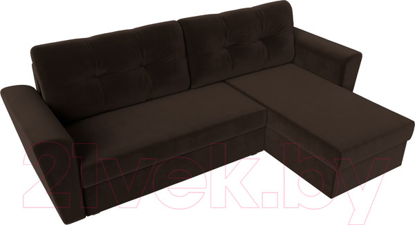 Изображение товара Диван угловой Лига Диванов Амстердам Лайт правый (микровельвет коричневый)