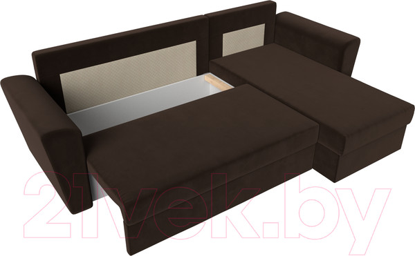 Изображение товара Диван угловой Лига Диванов Амстердам Лайт правый (микровельвет коричневый)