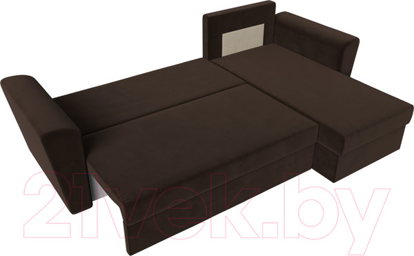 Изображение товара Диван угловой Лига Диванов Амстердам Лайт правый (микровельвет коричневый)