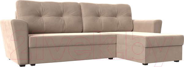 Изображение товара Диван угловой Лига Диванов Амстердам Лайт правый (велюр бежевый)