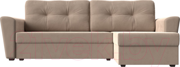 Изображение товара Диван угловой Лига Диванов Амстердам Лайт правый (велюр бежевый)