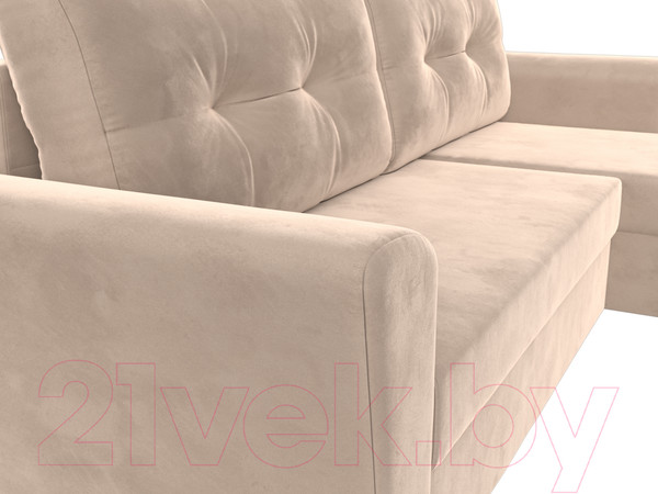 Изображение товара Диван угловой Лига Диванов Амстердам Лайт правый (велюр бежевый)