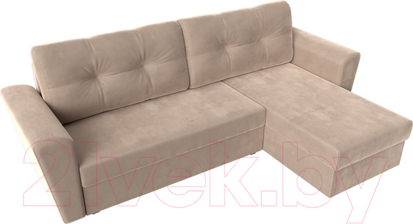 Изображение товара Диван угловой Лига Диванов Амстердам Лайт правый (велюр бежевый)