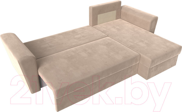 Изображение товара Диван угловой Лига Диванов Амстердам Лайт правый (велюр бежевый)