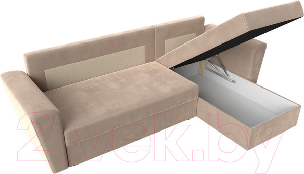 Изображение товара Диван угловой Лига Диванов Амстердам Лайт правый (велюр бежевый)