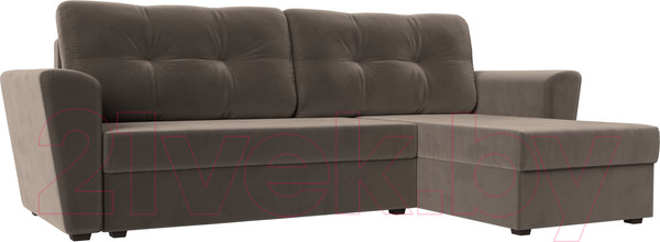 Изображение товара Диван угловой Лига Диванов Амстердам Лайт правый (велюр коричневый)