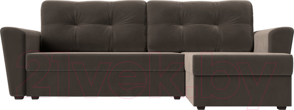 Изображение товара Диван угловой Лига Диванов Амстердам Лайт правый (велюр коричневый)