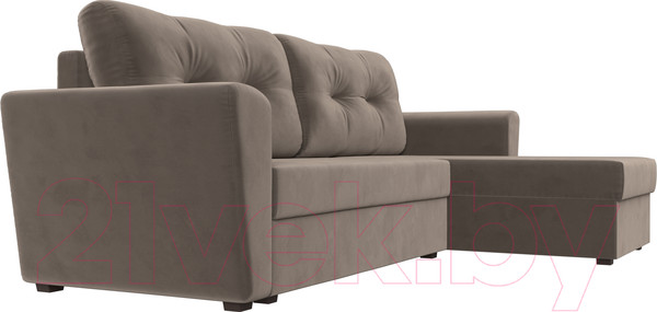 Изображение товара Диван угловой Лига Диванов Амстердам Лайт правый (велюр коричневый)
