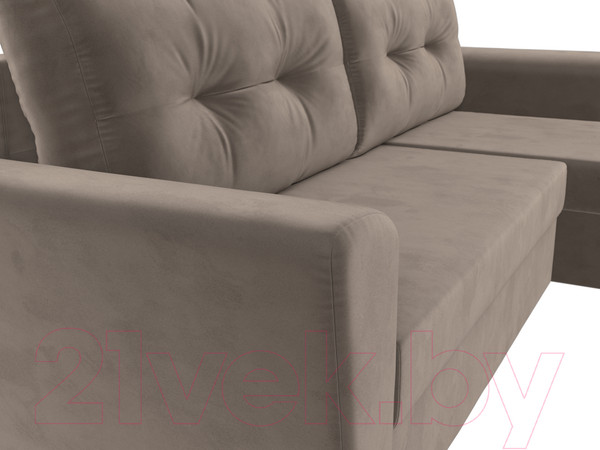 Изображение товара Диван угловой Лига Диванов Амстердам Лайт правый (велюр коричневый)