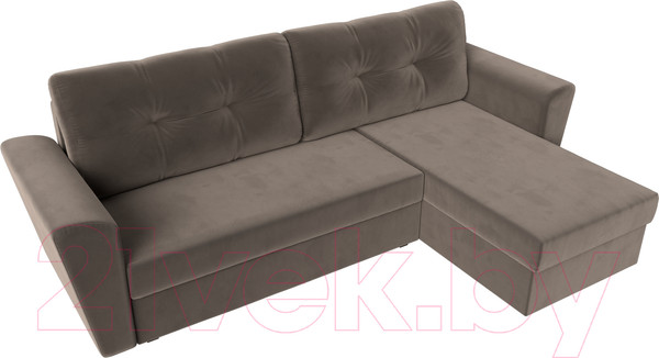 Изображение товара Диван угловой Лига Диванов Амстердам Лайт правый (велюр коричневый)