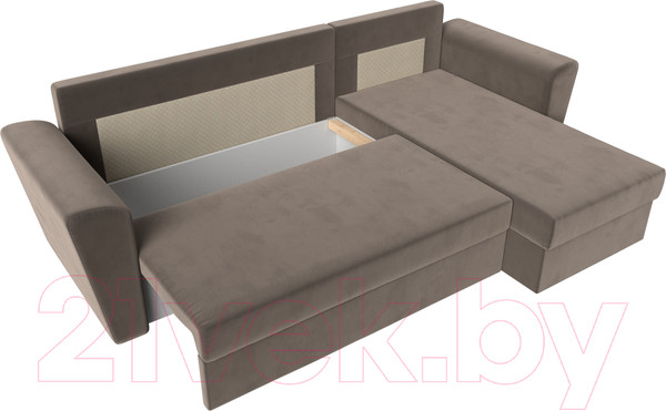 Изображение товара Диван угловой Лига Диванов Амстердам Лайт правый (велюр коричневый)