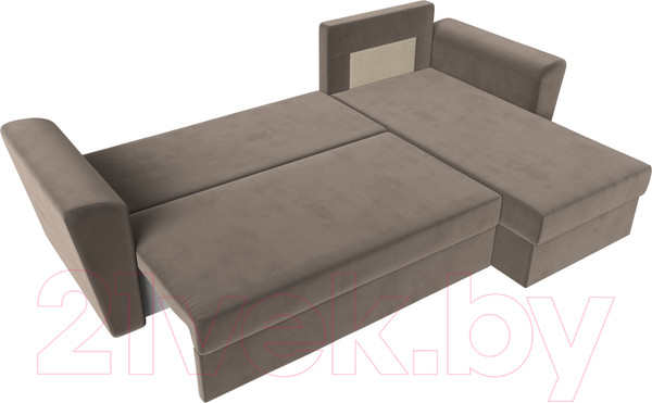 Изображение товара Диван угловой Лига Диванов Амстердам Лайт правый (велюр коричневый)