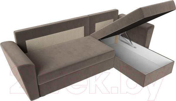 Изображение товара Диван угловой Лига Диванов Амстердам Лайт правый (велюр коричневый)