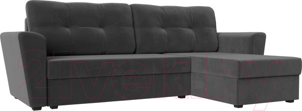 Изображение товара Диван угловой Лига Диванов Амстердам Лайт правый (велюр серый)