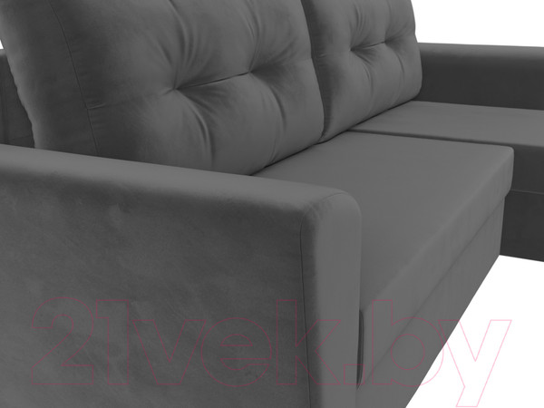 Изображение товара Диван угловой Лига Диванов Амстердам Лайт правый (велюр серый)